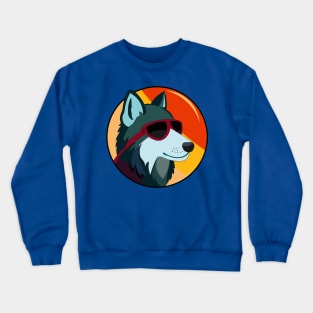 Wolf face with sunglass Crewneck Sweatshirt